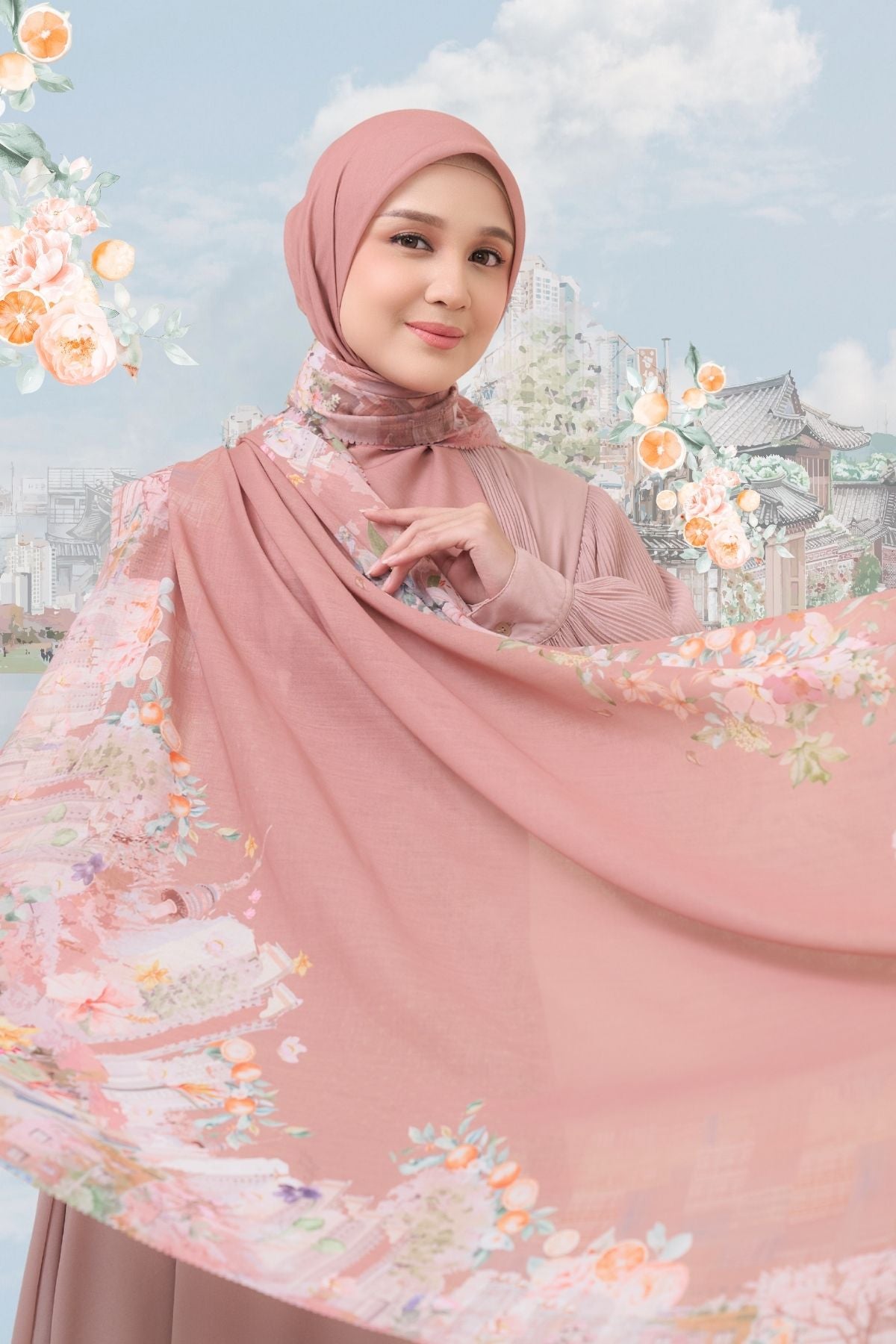[ BUY 3 GET 1 FREE HIJAB ] Tangerine Scarf - ST16.9 TV16.9 TJ16.9 Dusty Pink