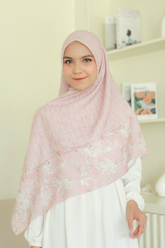 [ BUY 3 GET 1 FREE HIJAB ] Emily JUMBO - Scarf Square Premium Polycotton XL | MONO ROSE - EB28.38