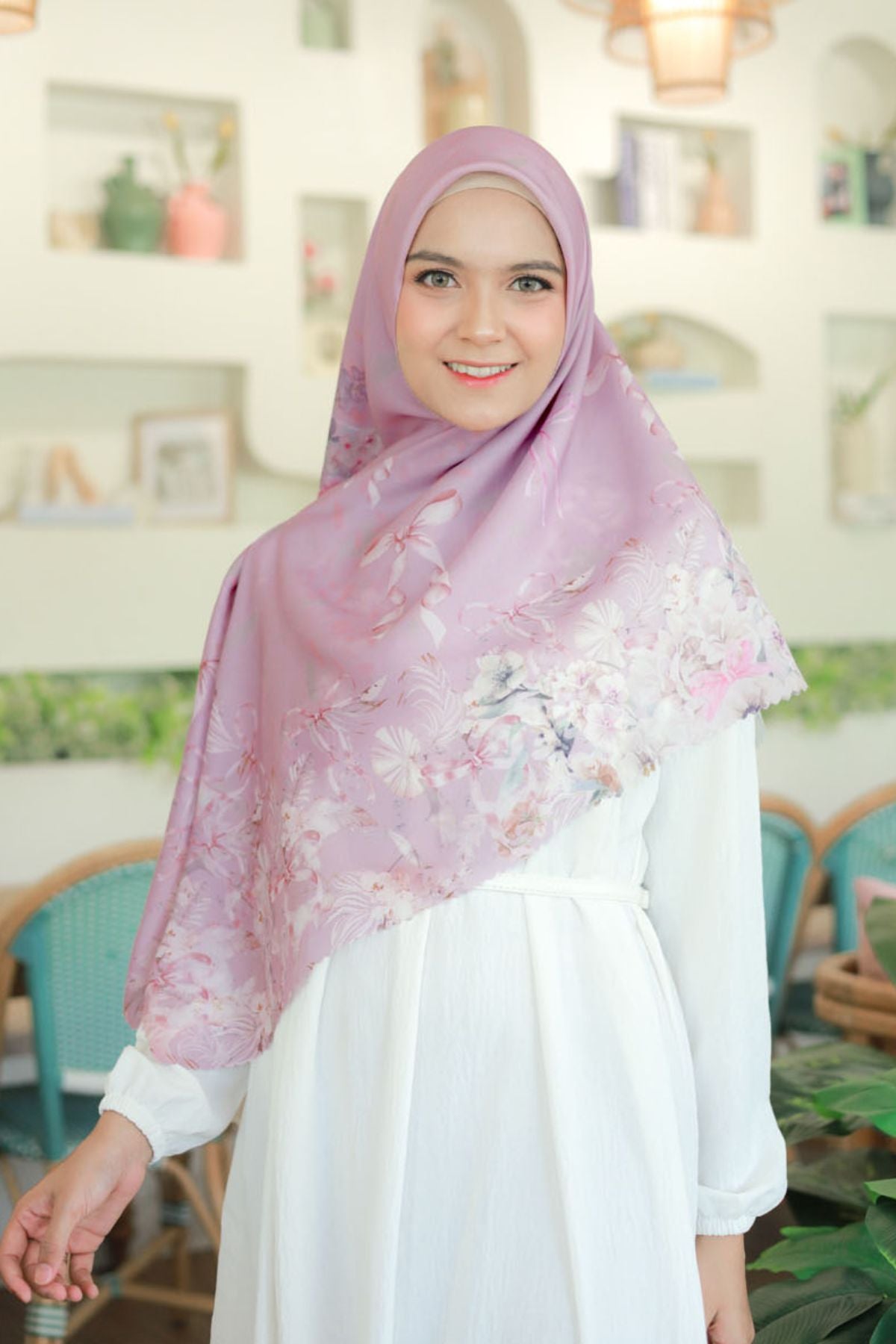 [ BUY 3 GET 1 FREE HIJAB ] Emily JUMBO - Scarf Square Premium Polycotton XL | COQUETTE PETAL - EB28.43