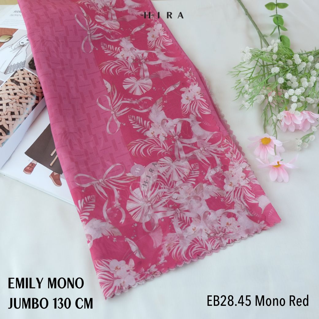 [ BUY 3 GET 1 FREE HIJAB ] Emily JUMBO - Scarf Square Premium Polycotton XL | MONO RED - EB28.45