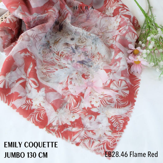 [ BUY 3 GET 1 FREE HIJAB ] Emily JUMBO - Scarf Square Premium Polycotton XL | COQUETTE FLAME RED - EB28.46