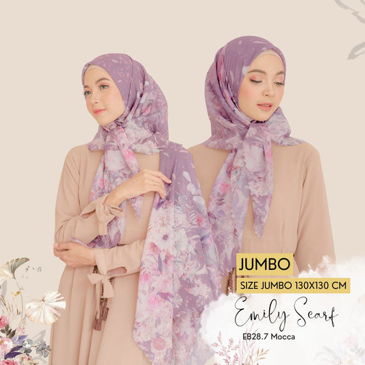 [ BUY 3 GET 1 FREE HIJAB ] Emily JUMBO - Scarf Square Premium Polycotton XL | Mocca - EB28.7