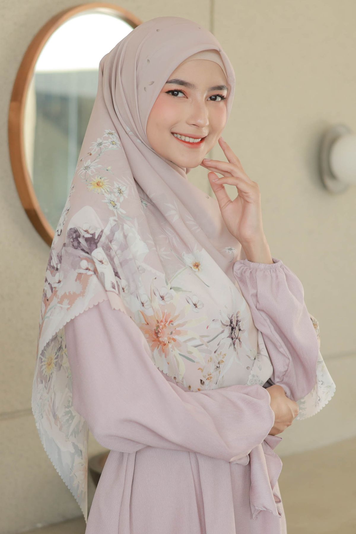 Edelweiss - Scarf Square Premium Polycotton XL - Pangrango Peach - EJ09.10