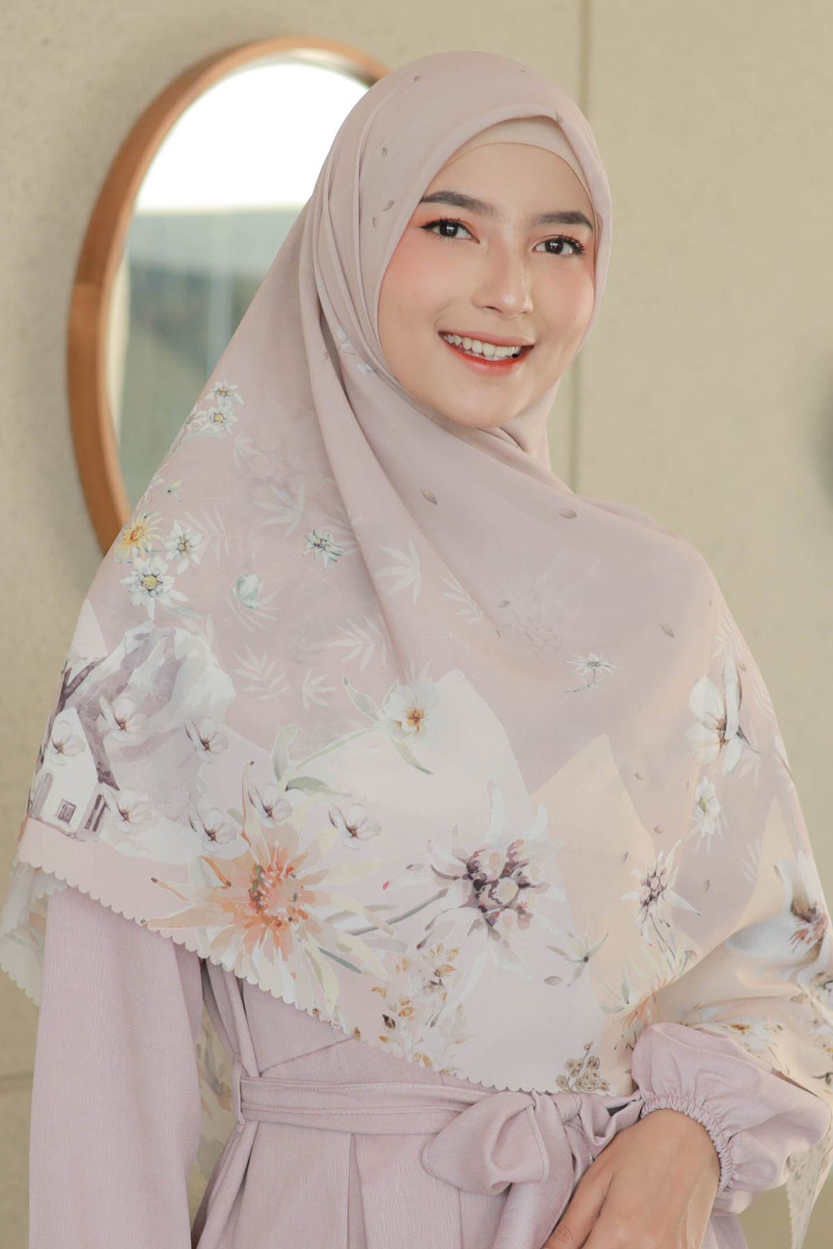 Edelweiss - Scarf Square Premium Polycotton XL - Pangrango Peach - EJ09.10