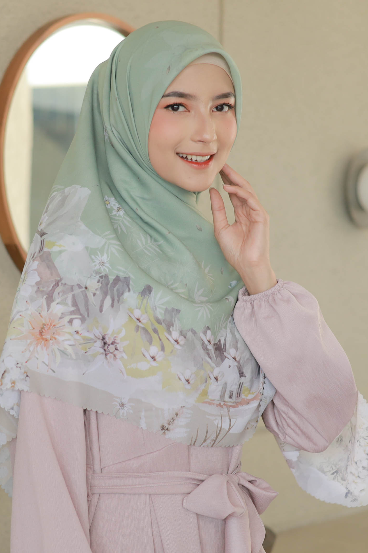 Edelweiss - Scarf Square Premium Polycotton XL - Semeru Sage - EJ09.8