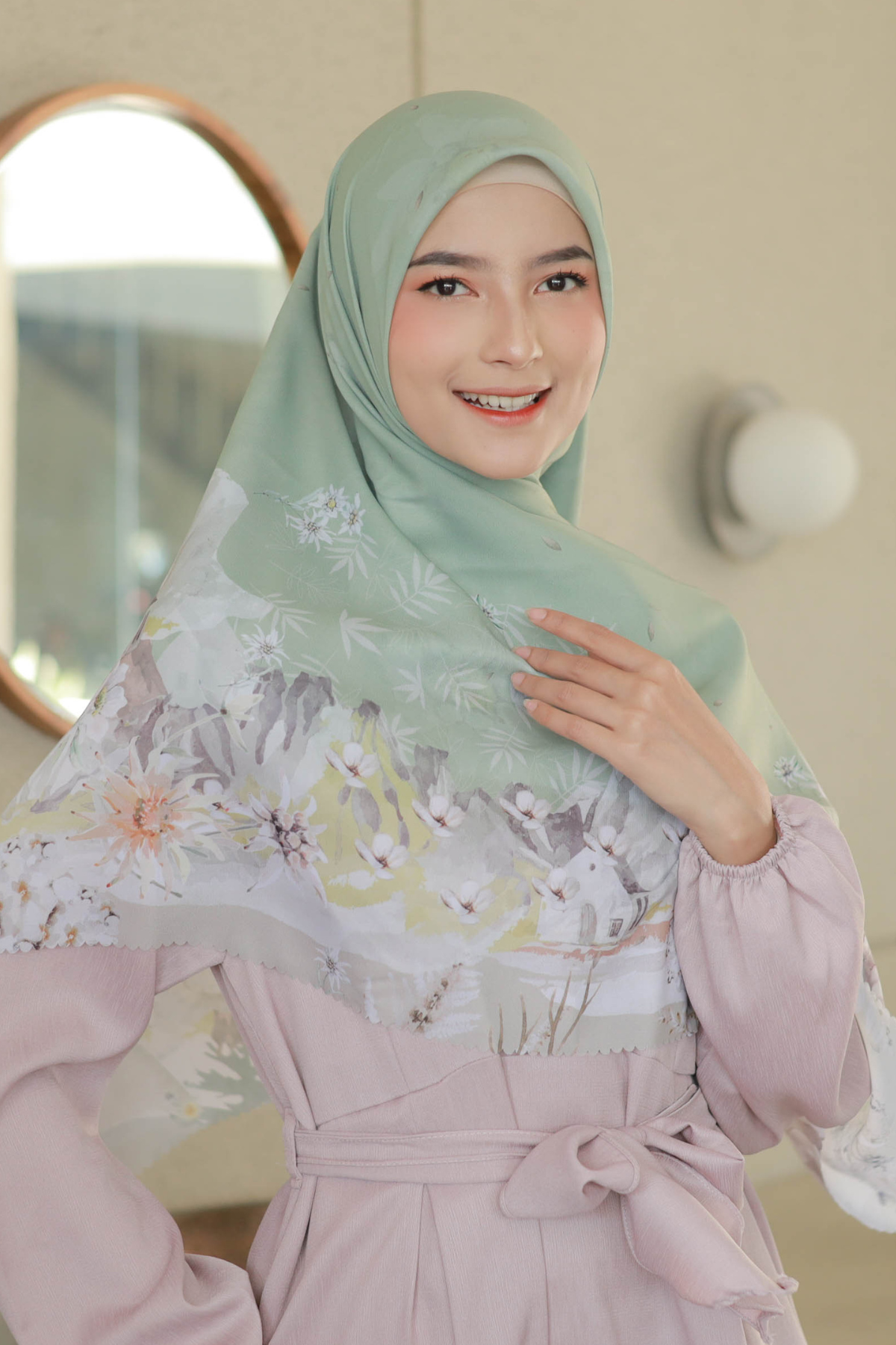 Edelweiss - Scarf Square Premium Polycotton XL - Semeru Sage - EJ09.8