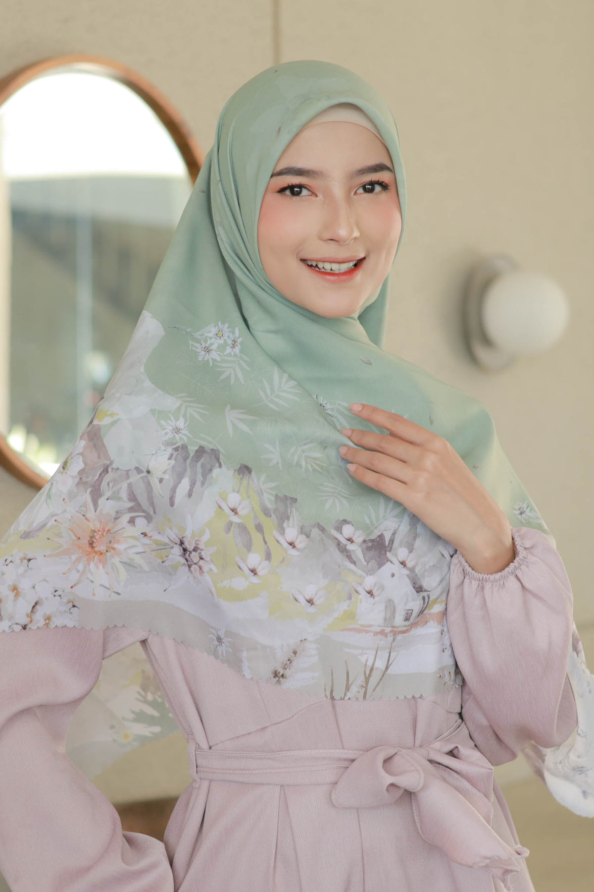 Edelweiss JUMBO - Scarf Square Premium Polycotton XL - Semeru Sage - EJ09.8