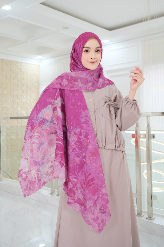 [ BUY 3 GET 1 FREE HIJAB ] Emily - Scarf Square Premium Polycotton | Fuschia - EM28.13