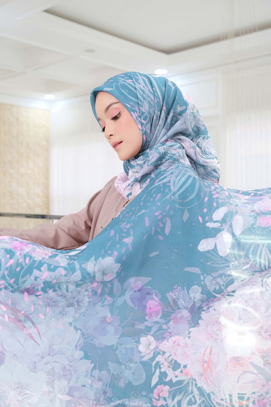 [ BUY 3 GET 1 FREE HIJAB ] Emily - Scarf Square Premium Polycotton | Ocean - EM28.20