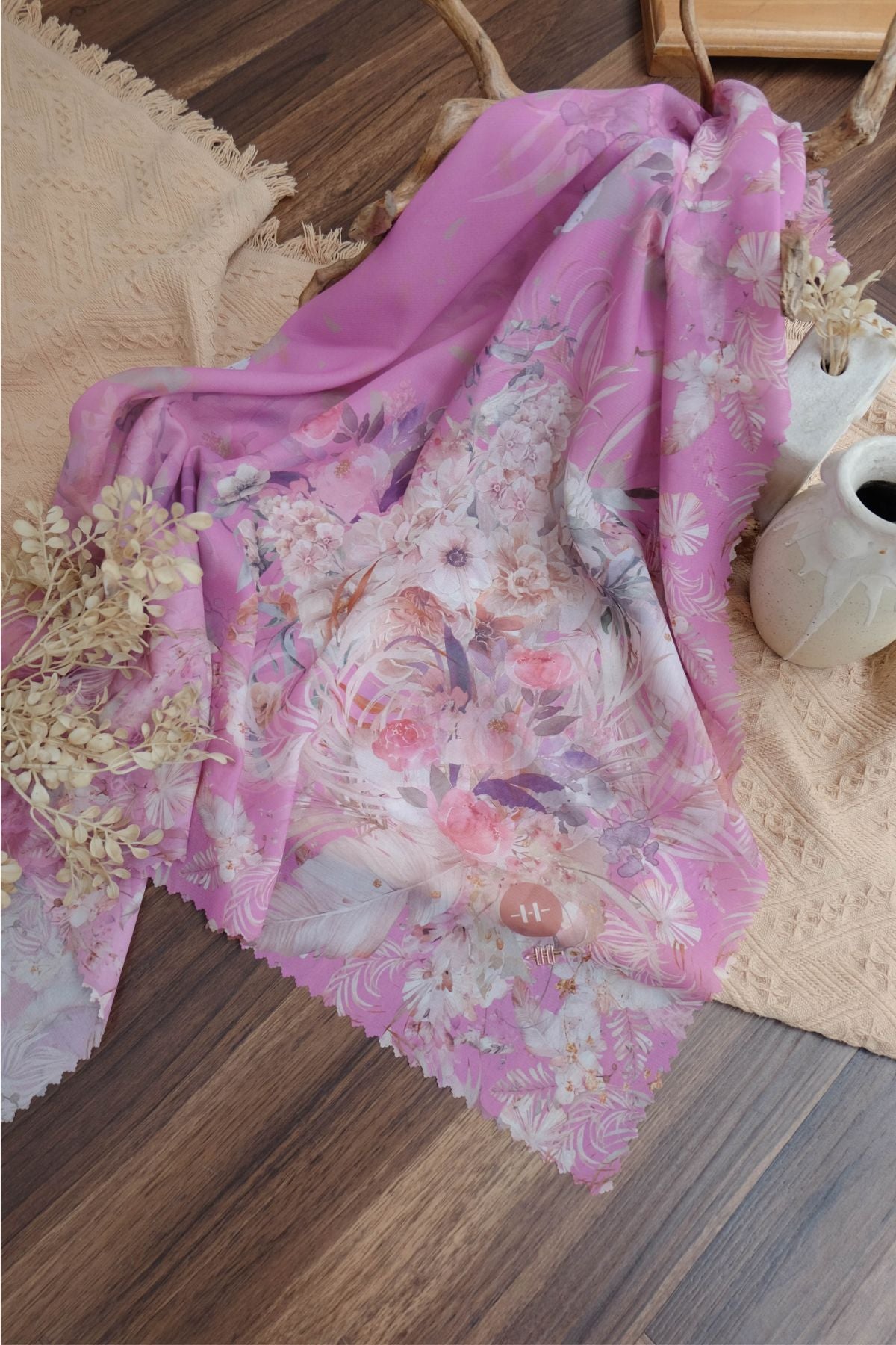 [ BUY 3 GET 1 FREE HIJAB ] Emily - Scarf Square Premium Polycotton | Pink Purple - EM28.27