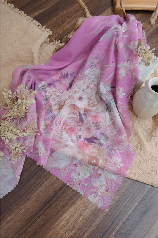 [ BUY 3 GET 1 FREE HIJAB ] Emily - Scarf Square Premium Polycotton | Pink Purple - EM28.27