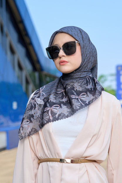 [ BUY 3 GET 1 FREE HIJAB ] Emily - Scarf Square Premium Polycotton | MONO BLACK - EM28.33