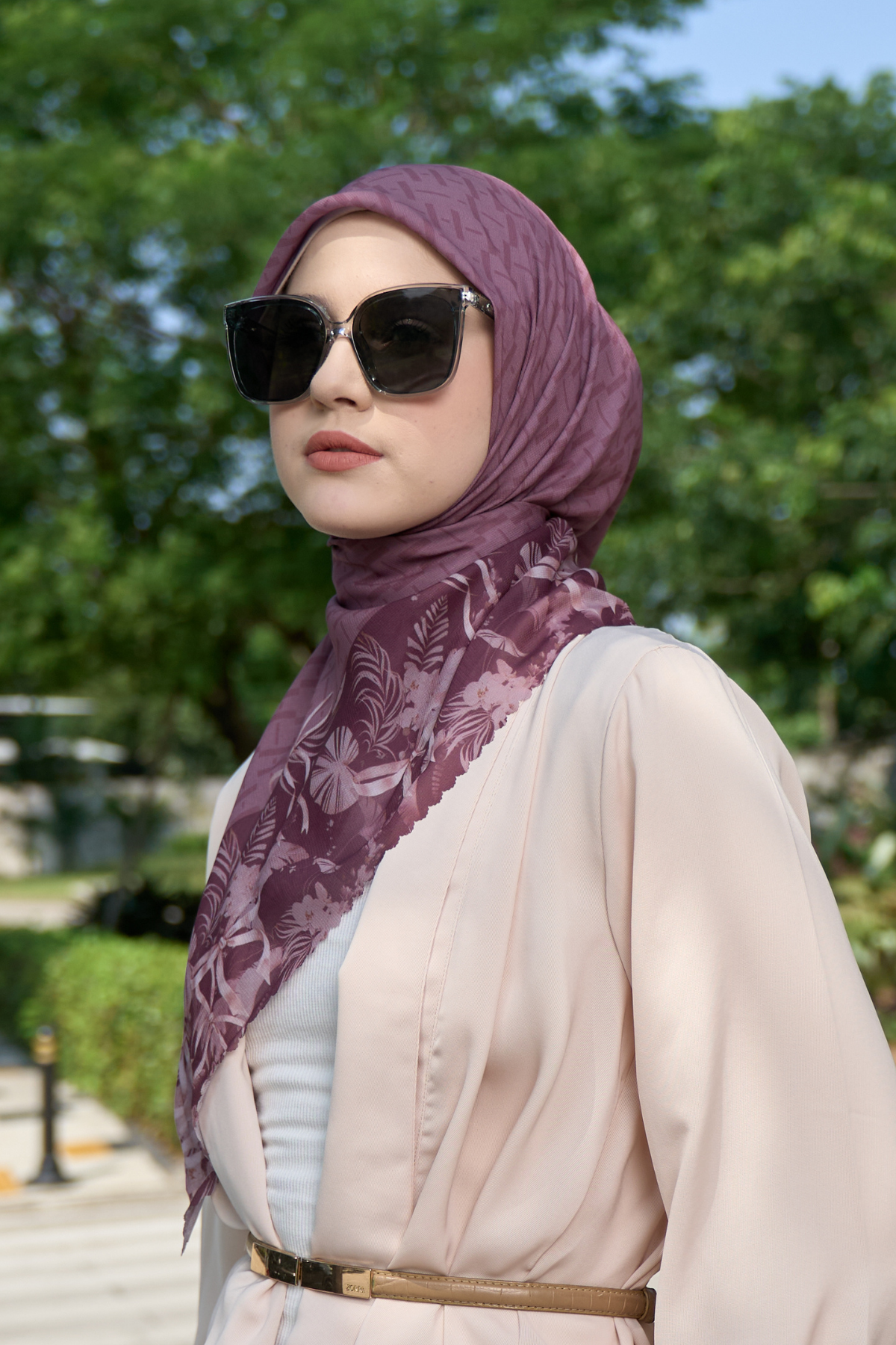 Emily - Scarf Square Premium Polycotton | MONO MAROON - EM28.35