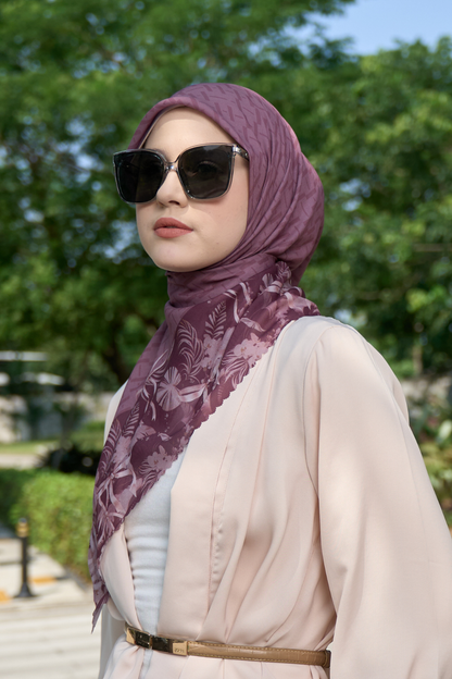 [ BUY 3 GET 1 FREE HIJAB ] Emily - Scarf Square Premium Polycotton | MONO MAROON - EM28.35