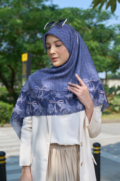 [ BUY 3 GET 1 FREE HIJAB ] Emily - Scarf Square Premium Polycotton | MONO NAVY - EM28.36