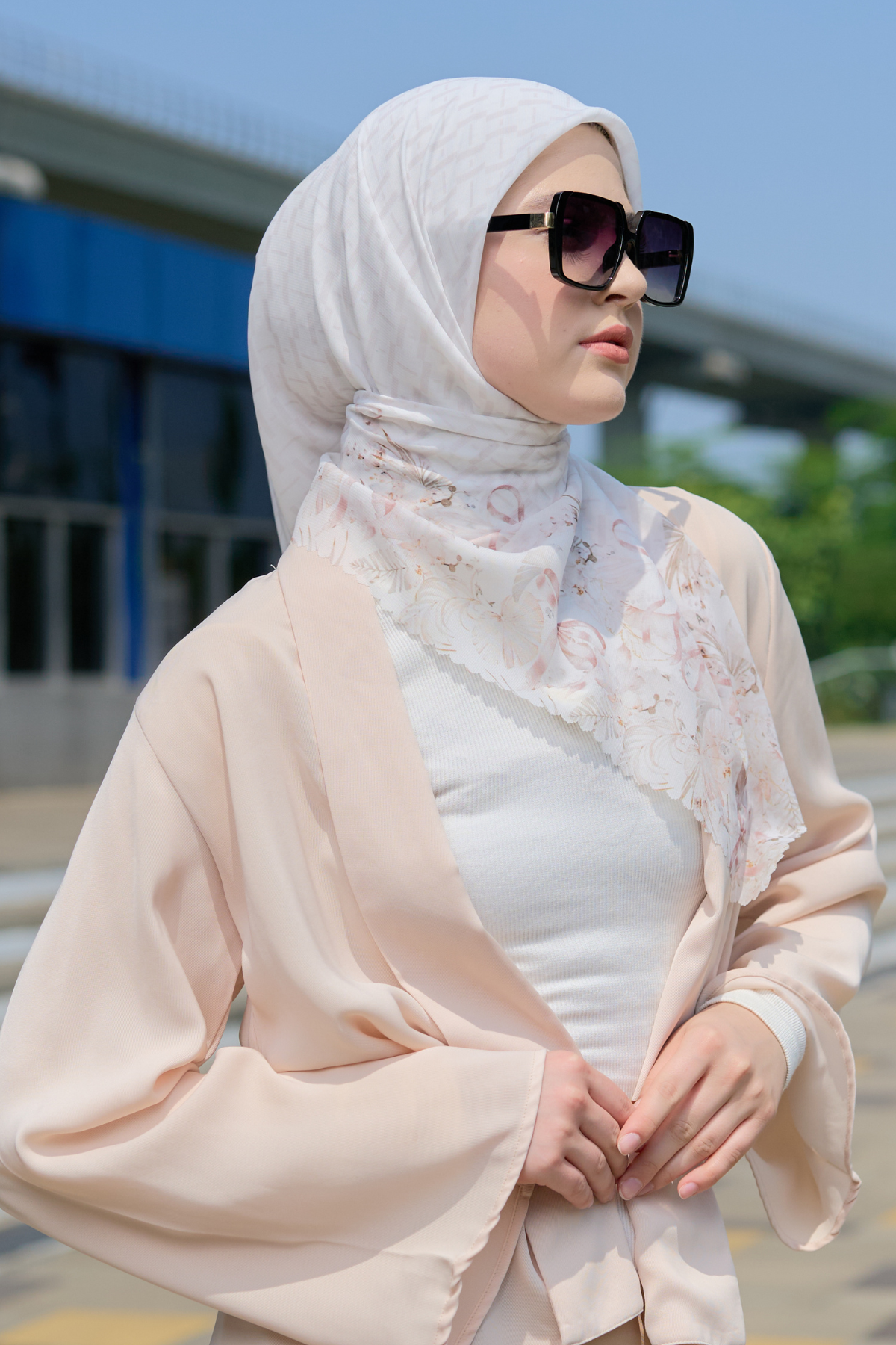 [ BUY 3 GET 1 FREE HIJAB ] Emily - Scarf Square Premium Polycotton | MONO PEARL - EM28.37