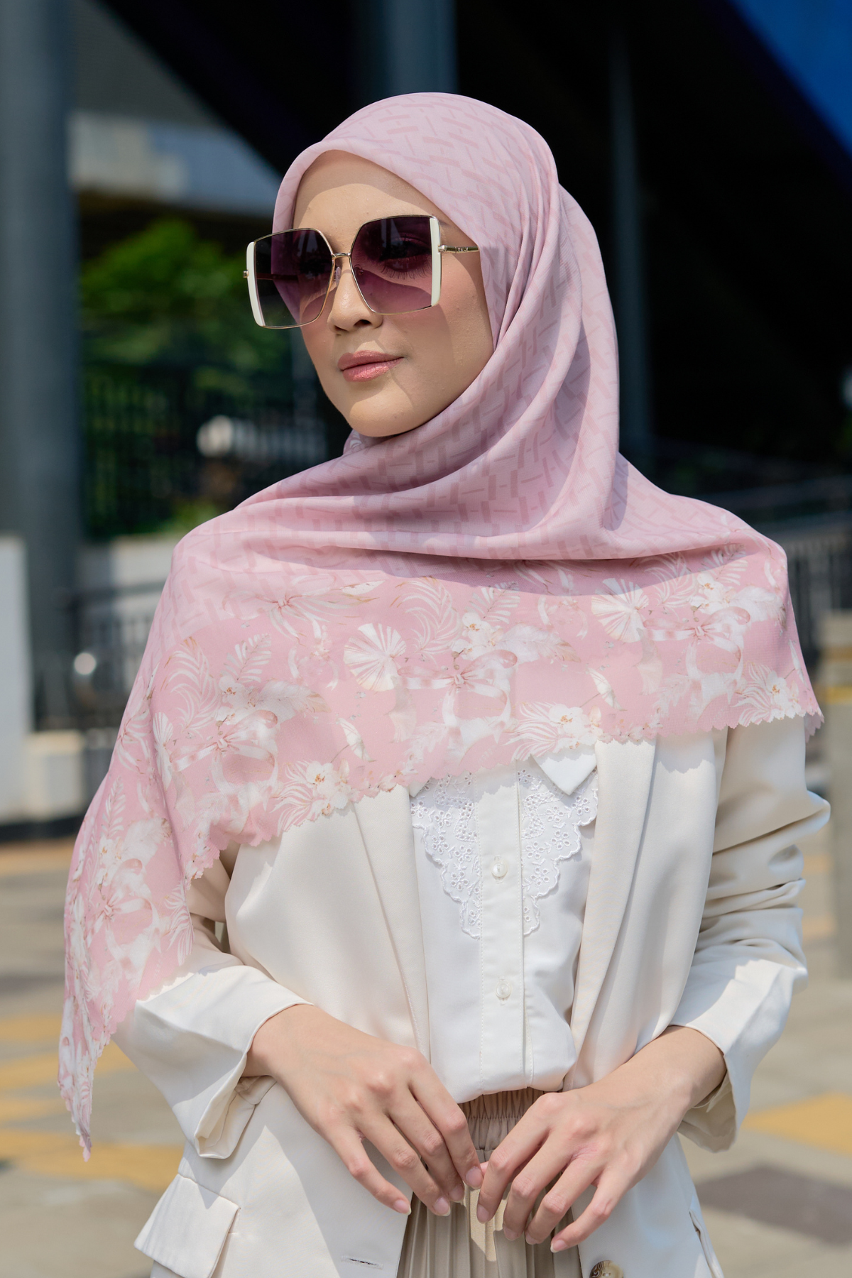 [ BUY 3 GET 1 FREE HIJAB ] Emily - Scarf Square Premium Polycotton | MONO ROSE - EM28.38