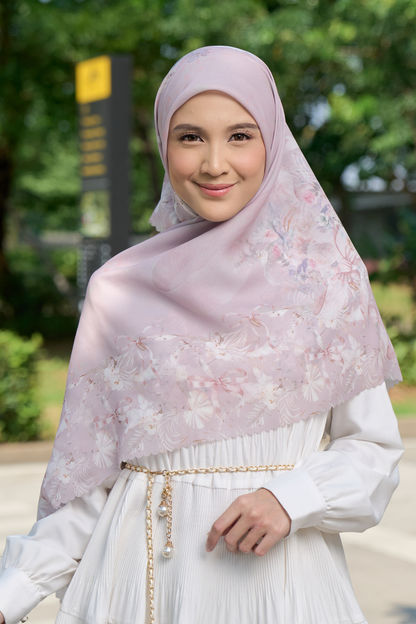 [ BUY 3 GET 1 FREE HIJAB ] Emily - Scarf Square Premium Polycotton | COQUETTE BLUSH - EM28.40