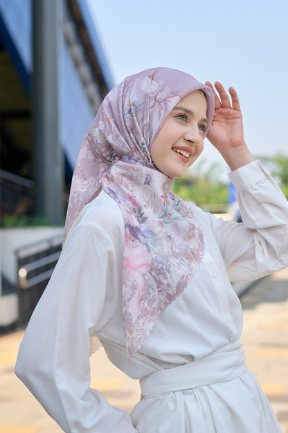 [ BUY 3 GET 1 FREE HIJAB ] Emily - Scarf Square Premium Polycotton | COQUETTE PETAL - EM28.43