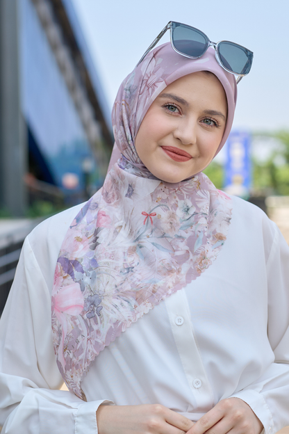 [ BUY 3 GET 1 FREE HIJAB ] Emily - Scarf Square Premium Polycotton | COQUETTE PETAL - EM28.43