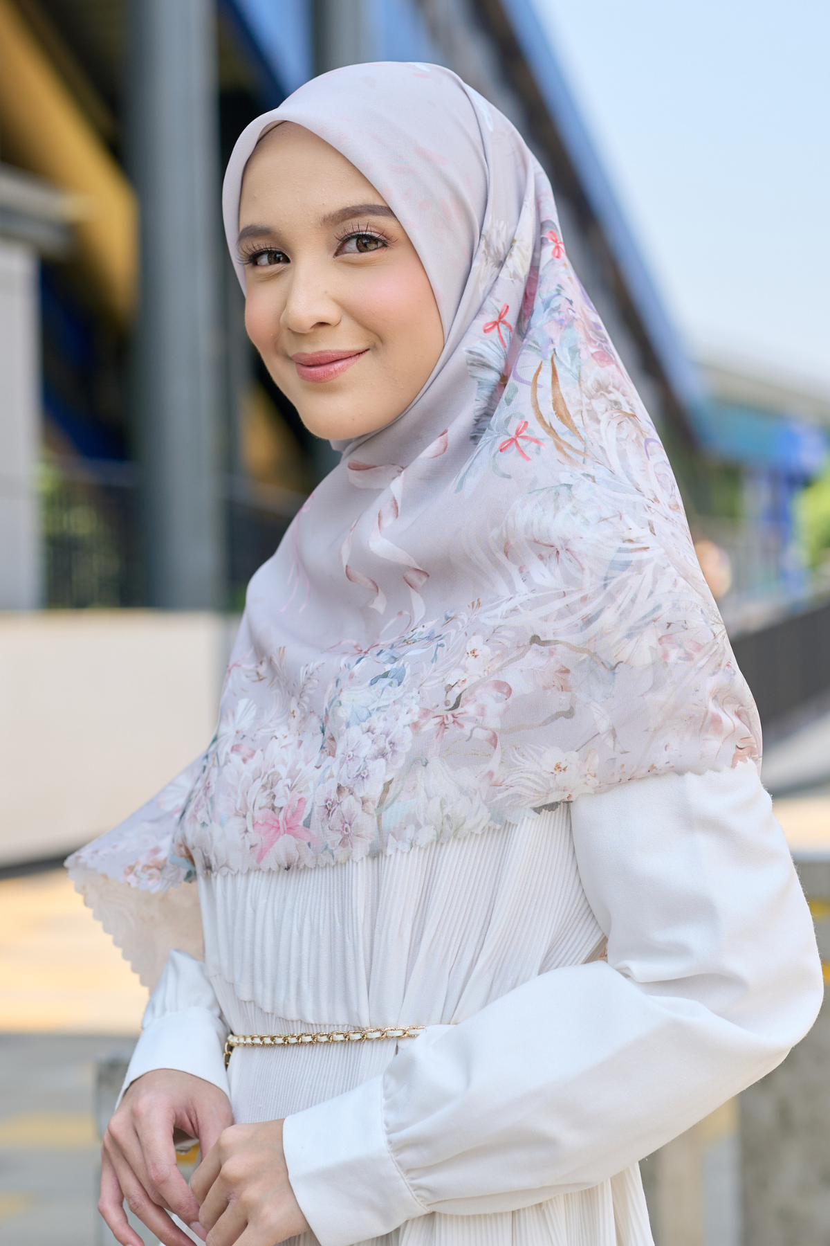 [ BUY 3 GET 1 FREE HIJAB ] Emily - Scarf Square Premium Polycotton | COQUETTE SAND - EM28.44