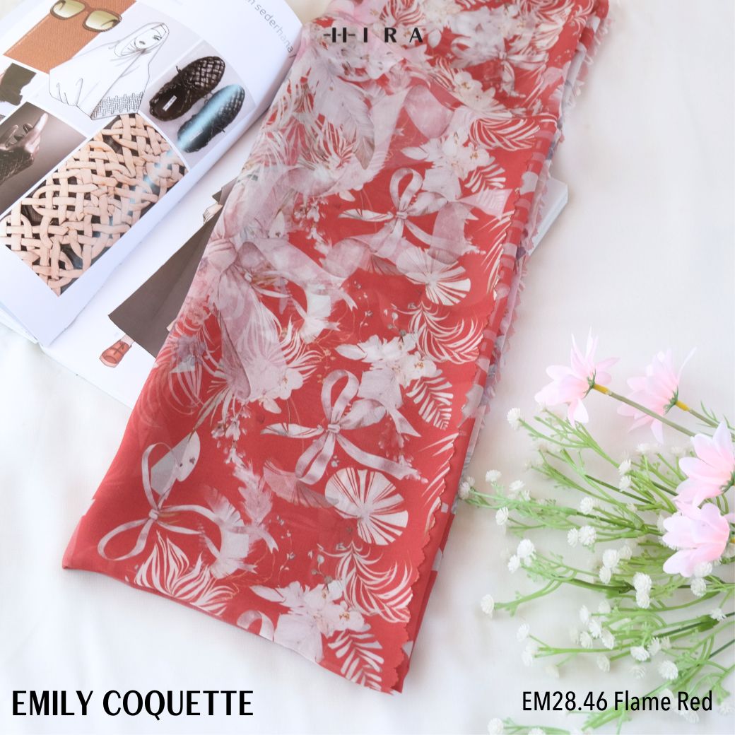 Emily - Scarf Square Premium Polycotton | COQUETTE FLAME RED - EM28.46