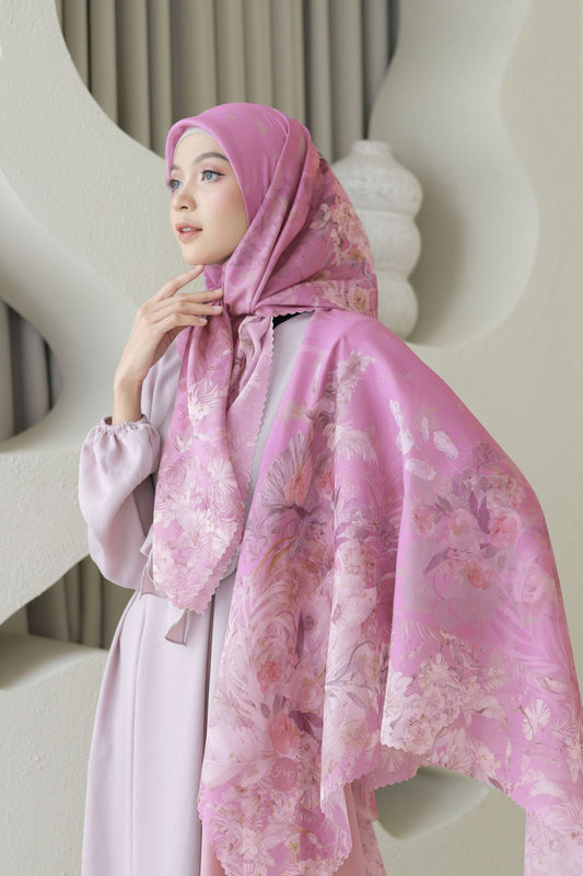 [ BUY 3 GET 1 FREE HIJAB ] Emily - Scarf Square Premium Polycotton | Candy Pink - EM28.48