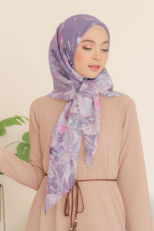 [ BUY 3 GET 1 FREE HIJAB ] Emily - Scarf Square Premium Polycotton | Ash Grey EM28.50