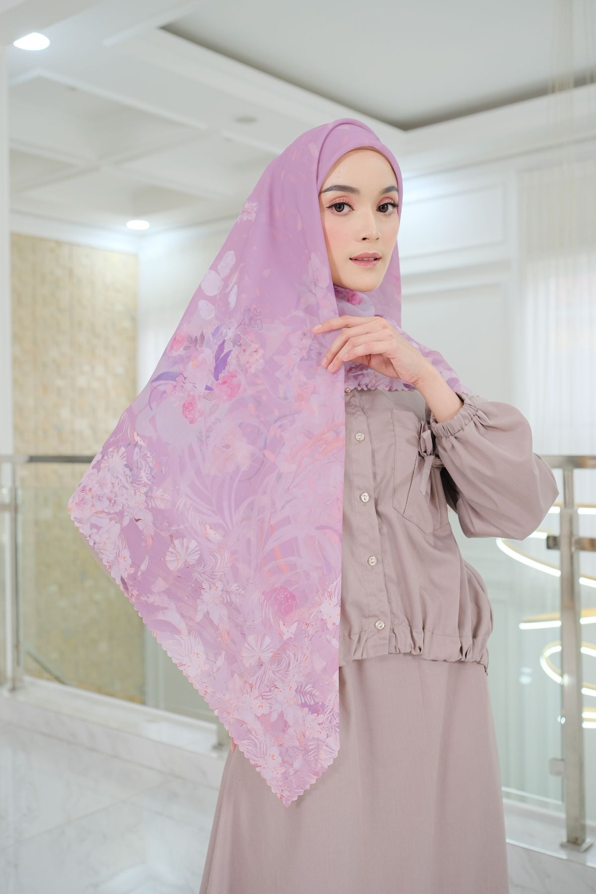 Emily - Scarf Square Premium Polycotton | Lilac - EM28.51