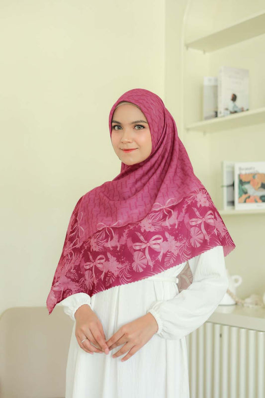 [ BUY 3 GET 1 FREE HIJAB ] Emily JUMBO - Scarf Square Premium Polycotton XL | MONO RED - EB28.45