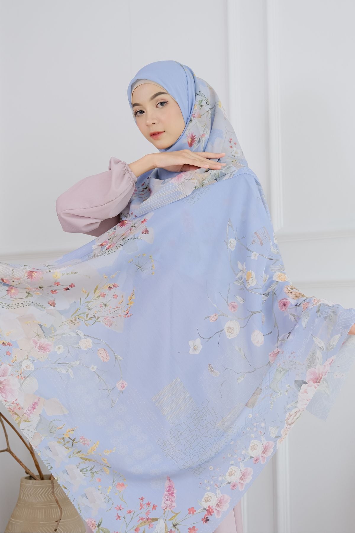 [ BUY 3 GET 1 FREE HIJAB ] Florence - Scarf Square British Voal - Eternal Blue - FL24.10
