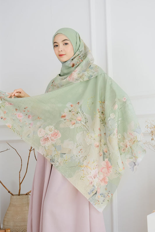 [ BUY 3 GET 1 FREE HIJAB ] Florence - Scarf Square British Voal - Clary Sage - FL24.14