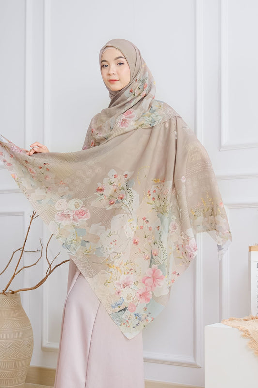 [ BUY 3 GET 1 FREE HIJAB ] Florence - Scarf Square British Voal - Macchiato - FL24.5
