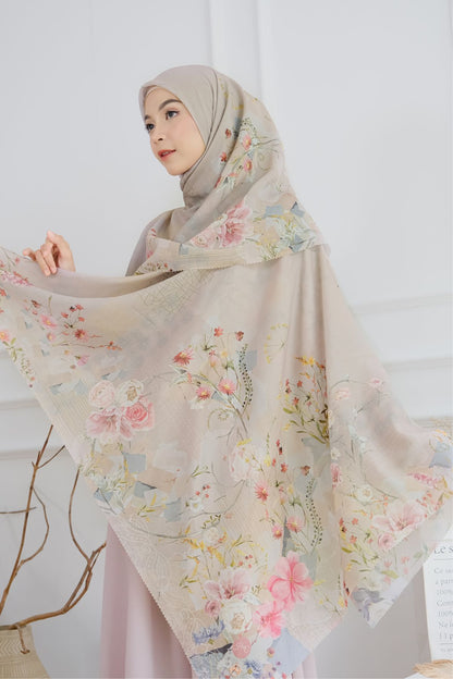 [ BUY 3 GET 1 FREE HIJAB ] Florence - Scarf Square British Voal - Magic Mocca - FL24.6