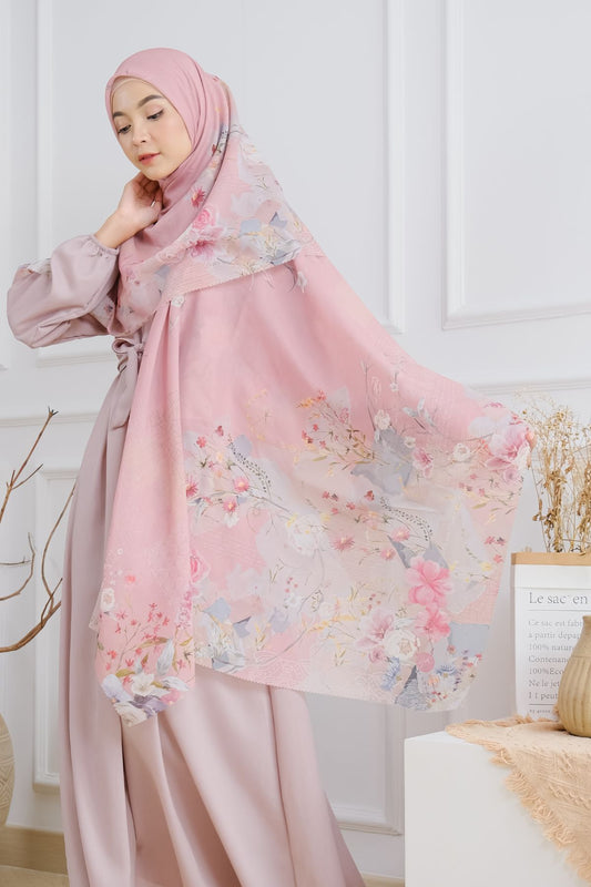 [ BUY 3 GET 1 FREE HIJAB ] Florence - Scarf Square British Voal - Summer Pink - FL24.7