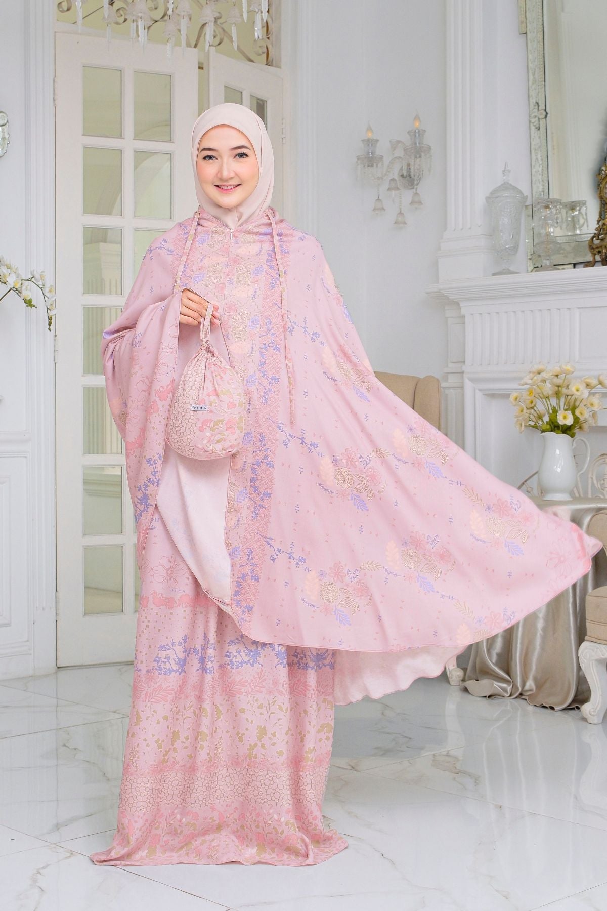Mukena Flora - Mukena Cotton Fine| Cotton Daily Prayer Set | Peach - FM03.5