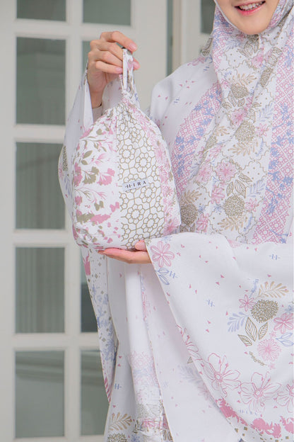 Mukena Flora - Mukena Cotton Fine| Cotton Daily Prayer Set | White - FM03.6