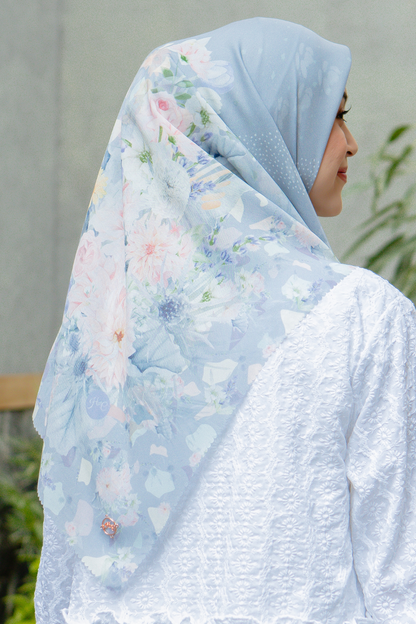 Dahlia - Scarf Square British Voal | Frosty Grey - LIA7.7