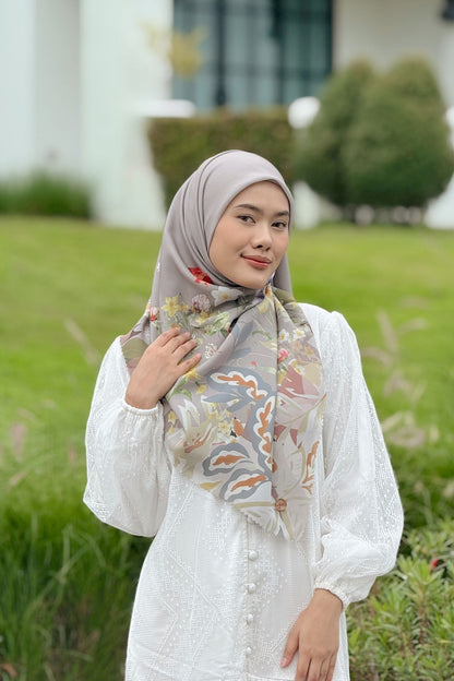 [ BUY 3 GET 1 FREE HIJAB ] Daffodil - Scarf Square Premium Polycotton XL - Galaxy Brown - JD14.3