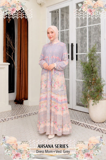 AHSANA Family Set — Grey | HIRA Raya 2027