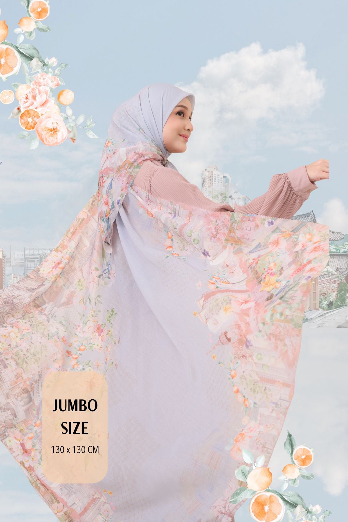 [ BUY 3 GET 1 FREE HIJAB ] Tangerine Scarf Jumbo - TJ16.12 Grey