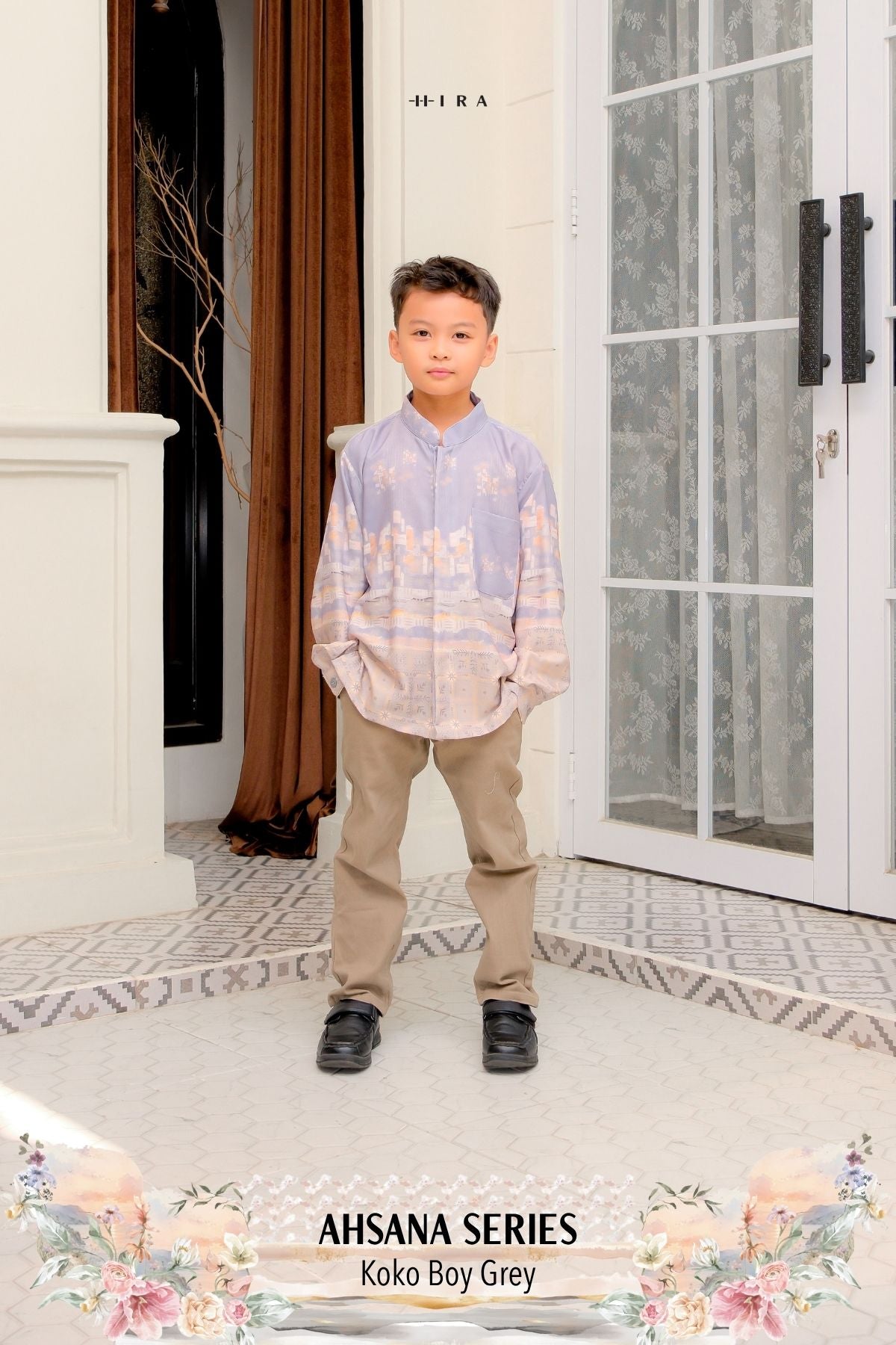 AHSANA Family Set — Grey | HIRA Raya 2027