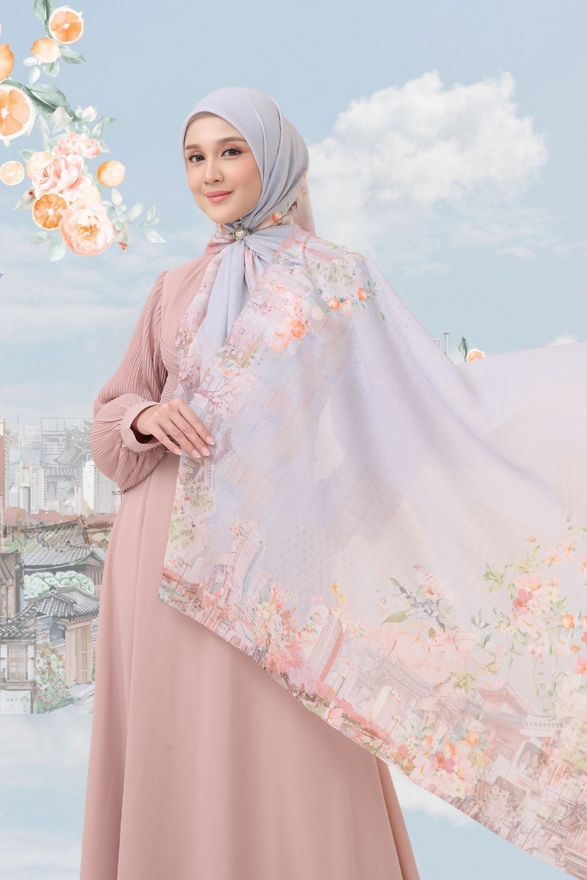 [ BUY 3 GET 1 FREE HIJAB ] Tangerine Scarf - ST16.12 TV16.12 TJ16.12 Grey