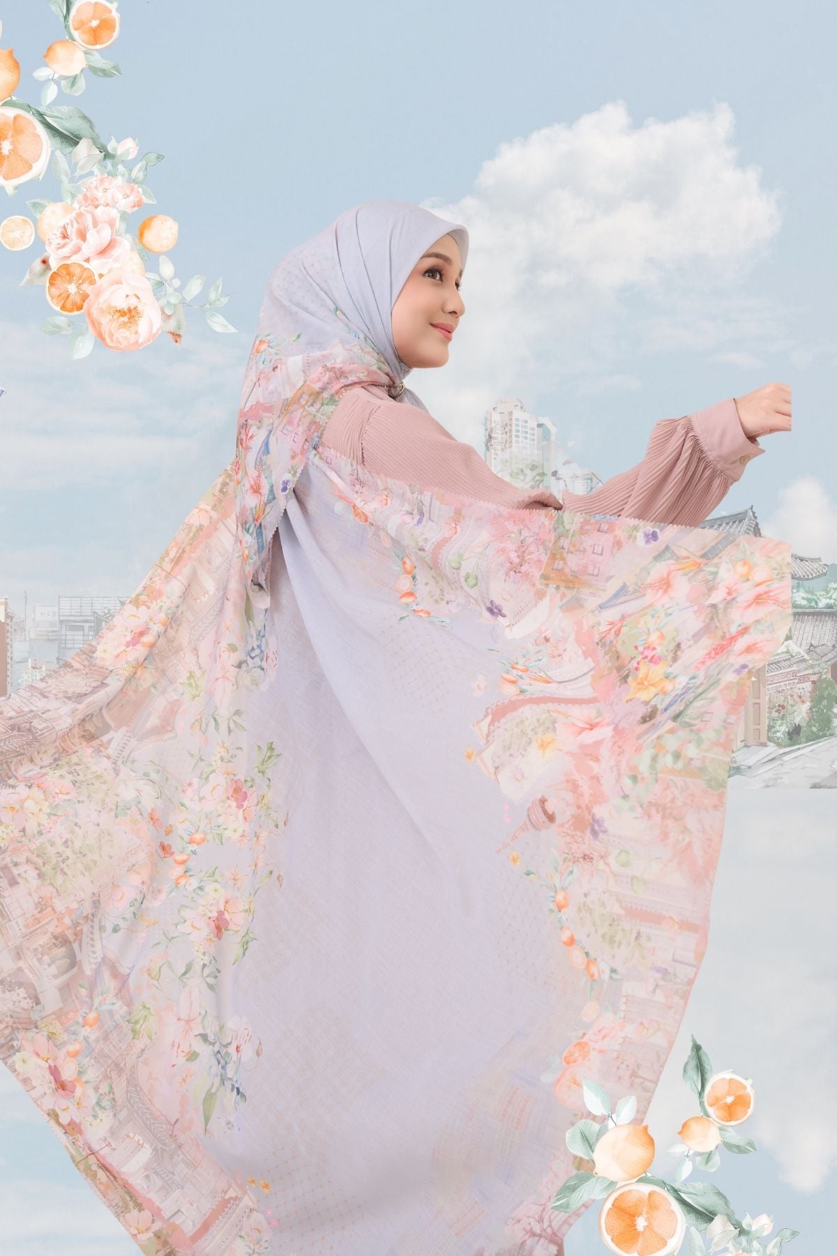 [ BUY 3 GET 1 FREE HIJAB ] Tangerine Scarf - ST16.12 TV16.12 TJ16.12 Grey
