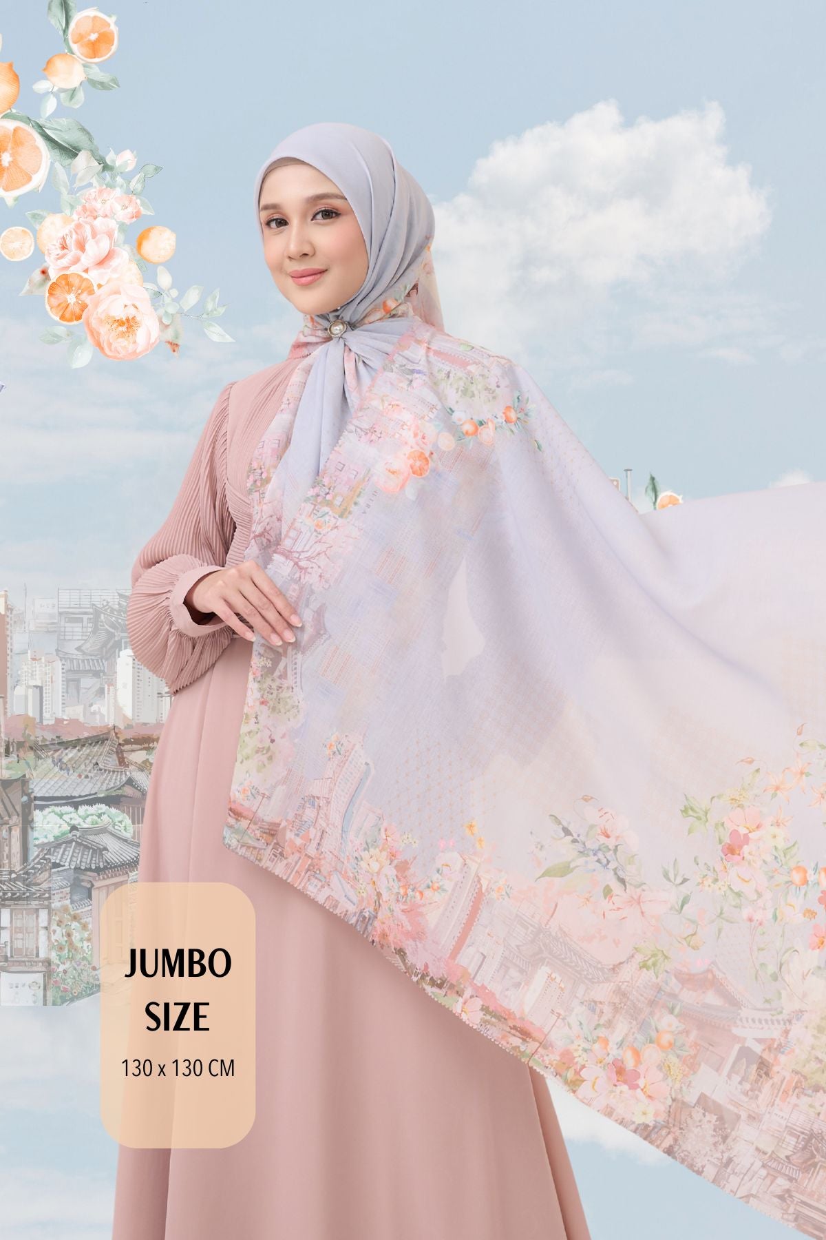 [ BUY 3 GET 1 FREE HIJAB ] Tangerine Scarf Jumbo - TJ16.12 Grey