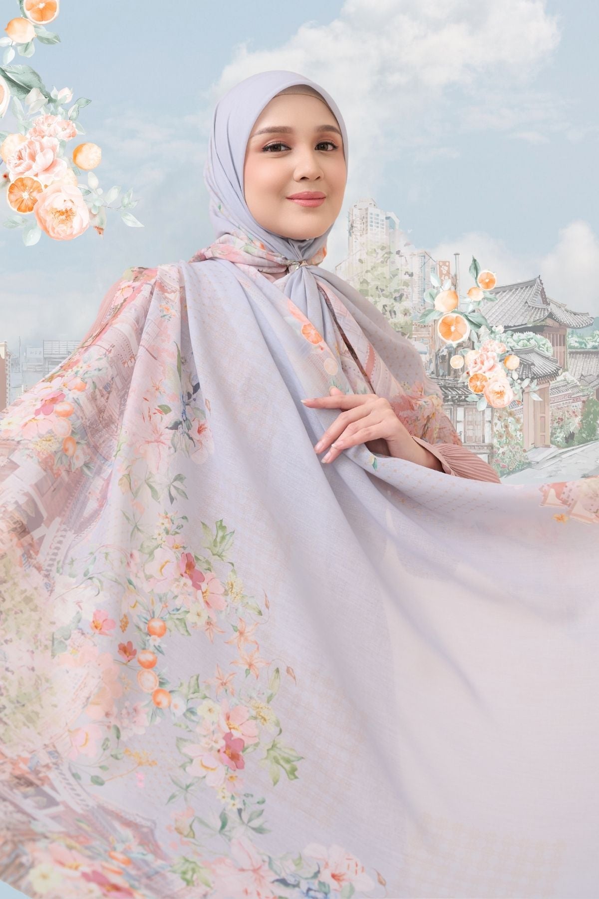[ BUY 3 GET 1 FREE HIJAB ] Tangerine Scarf - ST16.12 TV16.12 TJ16.12 Grey