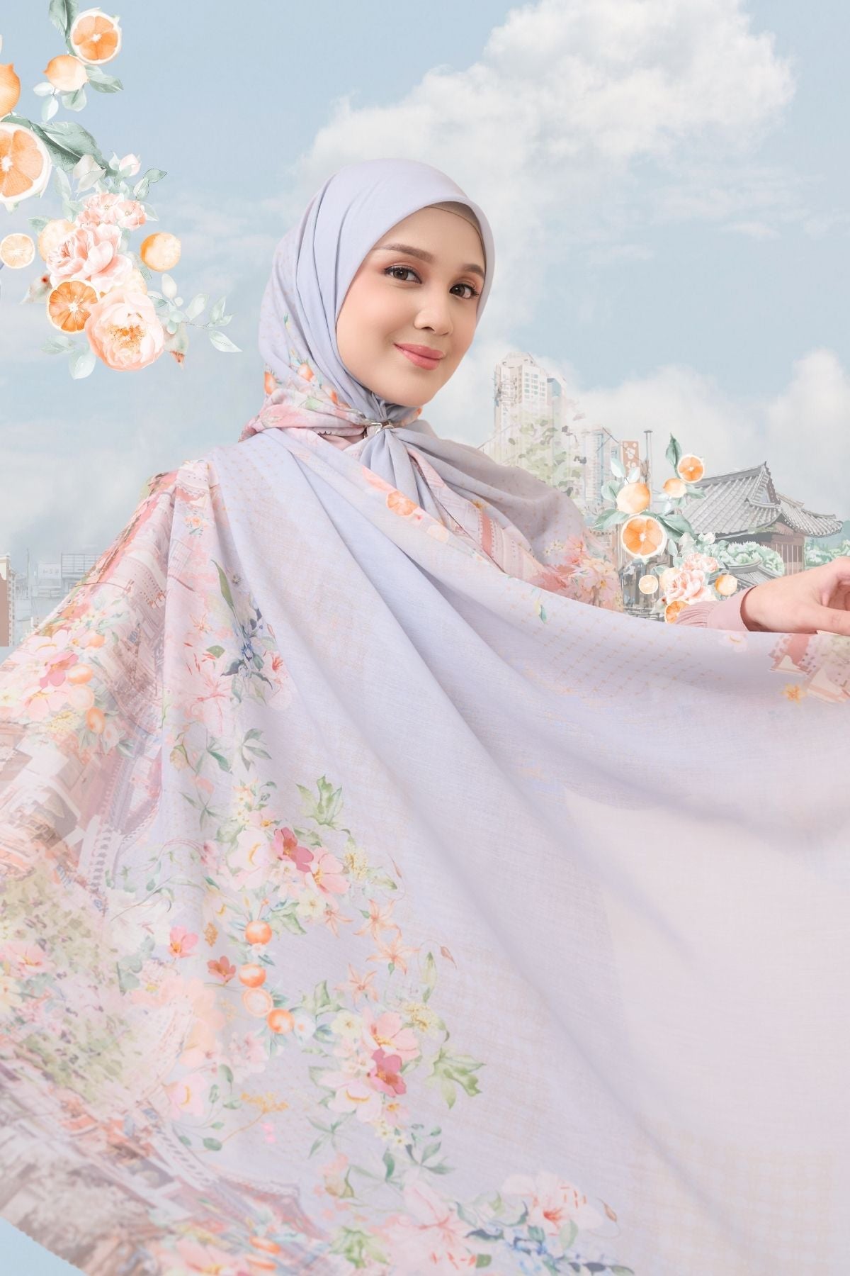 [ BUY 3 GET 1 FREE HIJAB ] Tangerine Scarf - ST16.12 TV16.12 TJ16.12 Grey
