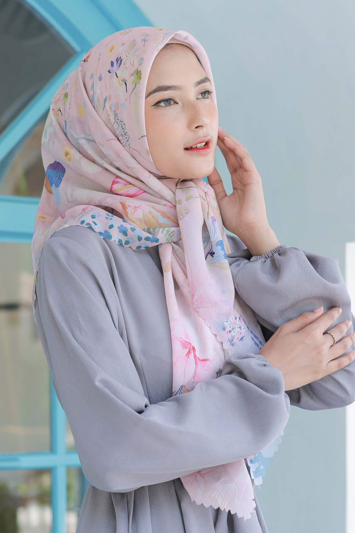 Hibi - Scarf Square Premium Polycotton XL - Rosy Pink - HG94.12