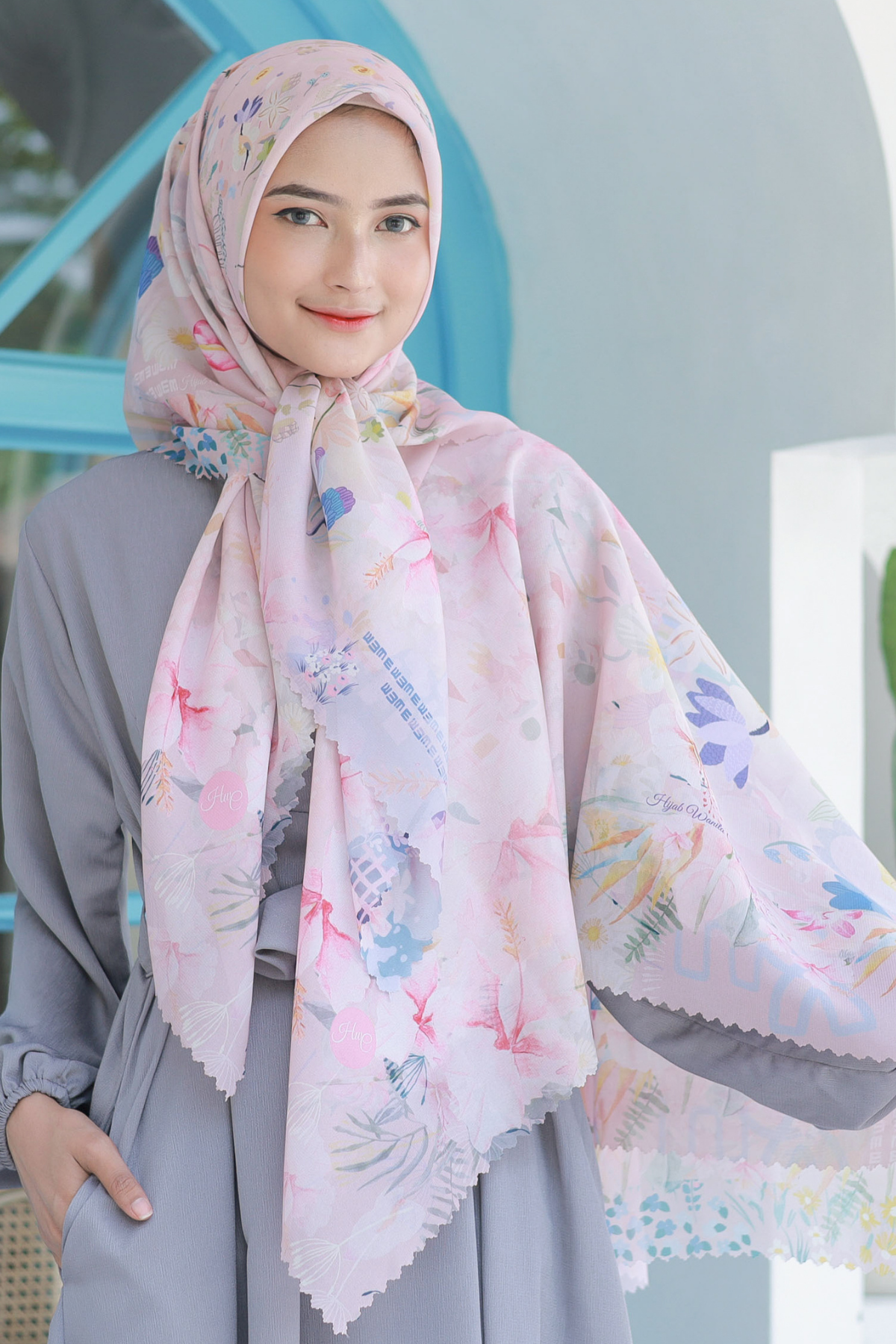 Hibi - Scarf Square Premium Polycotton XL - Rosy Pink - HG94.12