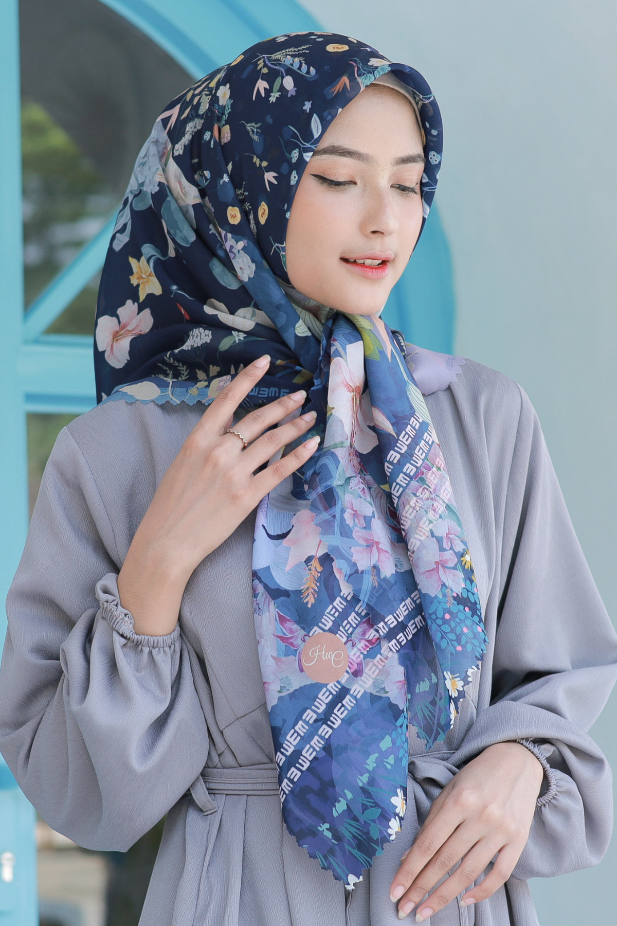 Hibi - Scarf Square Premium Polycotton XL - Navy - HG94.2